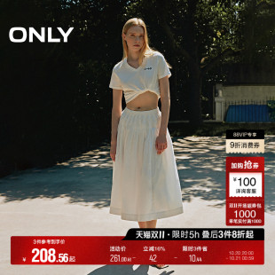 半身裙女 简约高腰百褶A字长款 124116022 时尚 ONLY夏季