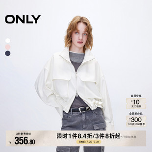 風(fēng)大口袋短款 ONLY2025秋季 工裝 寬松高領(lǐng)休閑風(fēng)薄款 新款 風(fēng)衣外套女