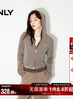 ONLY冬季休闲显瘦宽松短款开衫连帽卫衣女|12439R019