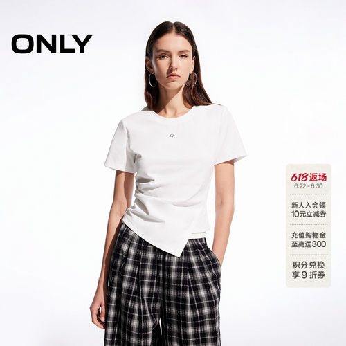 ONLY金属装饰短袖正肩T恤