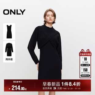 124446002 短裙针织连衣裙女 ONLY冬季 通勤风小黑裙套装