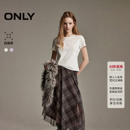 ONLY立体蝴蝶结收腰短款正肩T恤