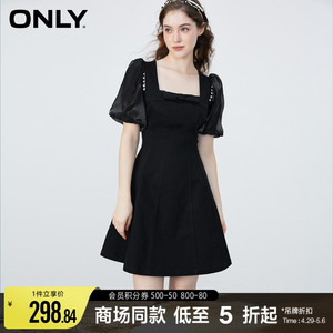 ONLY泡泡袖短款牛仔连衣裙