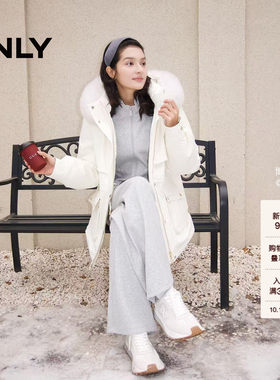 ONLY白鹅绒毛领工装派克羽绒服