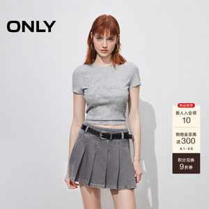 ONLY2026春季新款上衣雅致速写风景印花正肩圆领短款短袖T恤女
