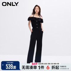 ONLY夏季设计感收腰显瘦一字肩直筒时尚连体裤休闲裤女|123344004