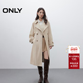 通勤风高智垂坠质感面料设计开衩中长款 ONLY2025冬季 新款 风衣女