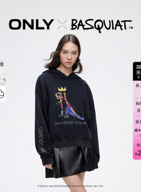 ONLY冬季BASQUIAT联名纯棉宽松连帽卫衣上衣女|12439S039