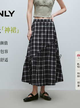 ONLY2026夏季新款俏皮仙女裙白色蝴蝶结A字伞裙显瘦半身裙女