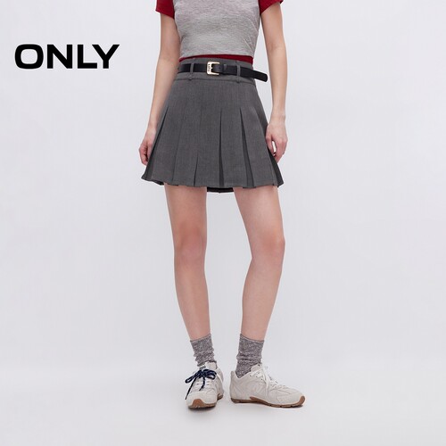 ONLY复古A字百褶裙短裙半身裙