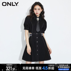 ONLY春夏气质甜美性感收腰A字短裙高级感牛仔连衣裙女