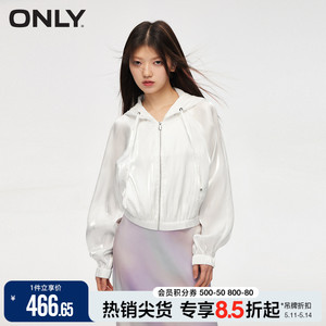 ONLY2024夏季新款时尚潮酷休闲百搭蝙蝠袖光泽感短款连帽薄外套女