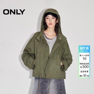 125136013 机能风纯色做旧宽松保暖连帽外套女 ONLY2026春季 新款