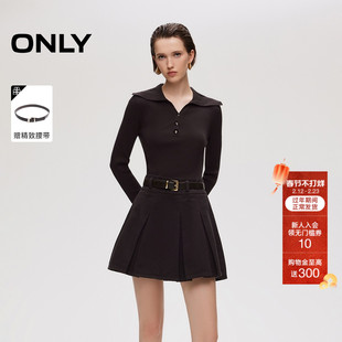 ONLY2026春季新款时髦针织拼接假两件A字百褶牛仔短裙连衣裙女