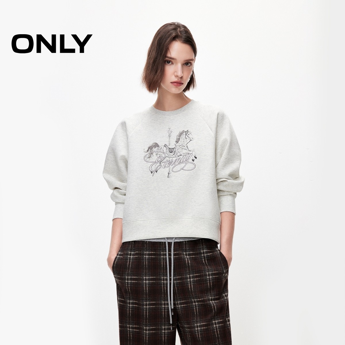 ONLY2026春季新款肩线时髦分割设计宽松插肩袖印花圆领套头卫衣女,女装/女士精品,卫衣/绒衫,淘宝优惠券,粉丝福利购,淘宝优惠卷