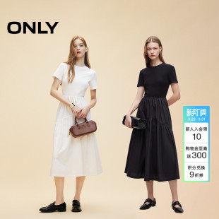 爆款 裙子优雅拼接无袖 追单 新款 长裙白色连衣裙女 ONLY2026春季