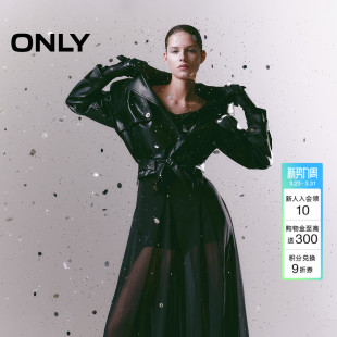 ONLY2026春季 宽松扣袢大翻领解构剪裁油蜡挺阔质感PU夹克女 新款