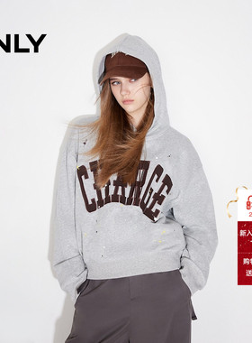 ONLY2025秋季新款休闲运动宽松字母长袖连帽卫衣女|12519S011