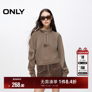 卫衣女 潮酷纯棉立领LOGO短款 12439R025 时尚 ONLY冬季