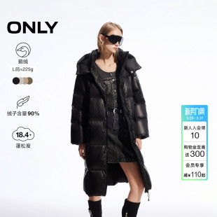 宽松廓形街头风连帽长款 时尚 ONLY冬季 重磅保暖羽绒服 鹅绒服