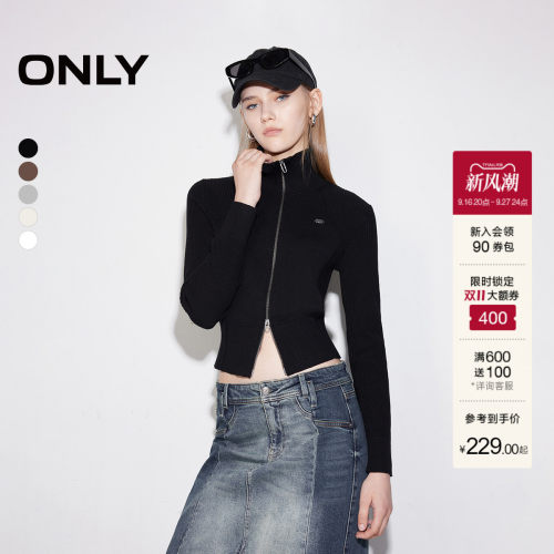 ONLY小高领显瘦短款开衫针织衫