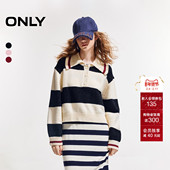ONLY2026春季 125113023 女 新款 复古慵懒风POLO领撞色条纹针织衫