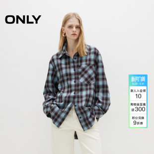 衬衫 复古风男友风学院风长袖 女 宽松格纹美式 ONLY春季