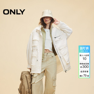 124336033 OVERSIZE抽绳防风翻领外套女 ONLY冬季 潮酷工装