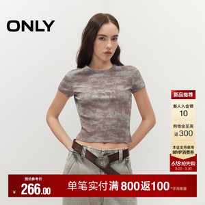 ONLY正肩复古印花修身款上衣T恤