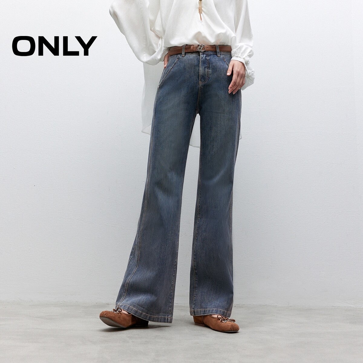 ONLY2026春季新款气质显瘦侧线前移高腰百搭裤子喇叭裤牛仔裤