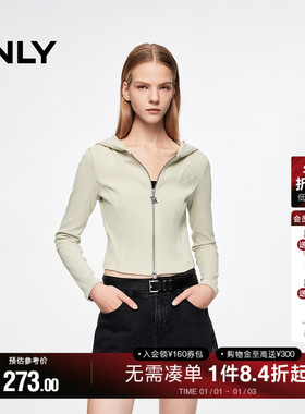 ONLY冬季潮流时尚立体刺绣连帽短款开衫卫衣女|12439R005