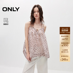 ONLY2026夏季新款含莱赛尔甜美吊带上衣格纹印花薄款雪纺衫女