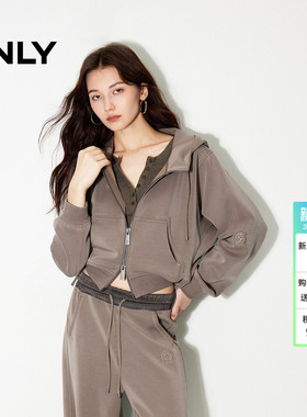 ONLY冬季休闲高级感宽松短款开衫连帽卫衣上衣女|12439R020