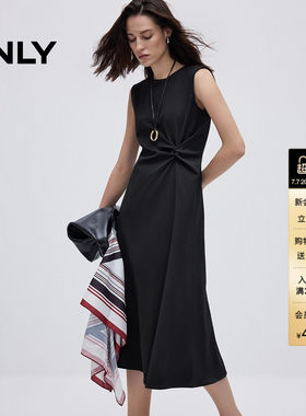 ONLY腰侧褶皱无袖中长款连衣裙女