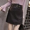 Korean Slim pu Leather skirt Autumn and winter Split ends Leather skirt skirt Culotte Exorcism Pants skirt