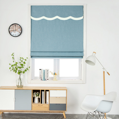 现代简约罗马帘全遮光窗帘拉卷式定制手/电动提拉升降帘书房遮阳