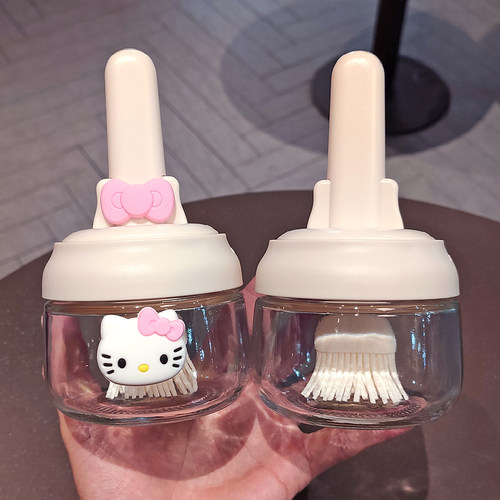 新款密封油刷瓶一体食品级厨房油刷玻璃油瓶烧烤烘焙专用硅胶刷子