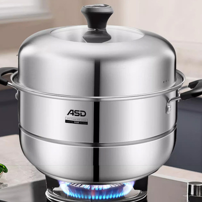 爱仕达蒸锅蒸馒头双层304不锈钢汤锅多层多用锅ZS26C5J/28/32加厚