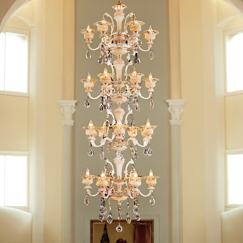 欧式别墅楼梯吊灯复式楼跃层水晶大吊灯酒店大堂客厅设计师长吊灯