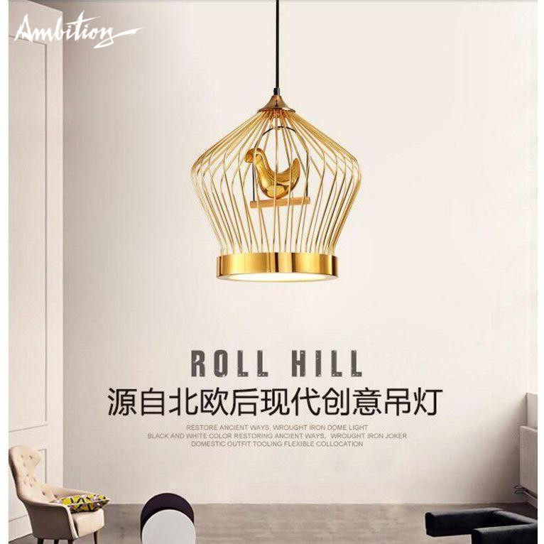 北欧创意客厅餐厅吧台阳台灯新中式个性铁艺鸟笼茶楼酒店客栈吊灯