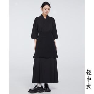 爱斯坦新中式工作服汉风交服领马面裙改良高端中餐厅服务员工作服