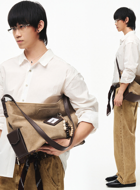 NESBIT【文艺青年】真皮男包hobo复古托特包大容量通勤单肩斜挎包