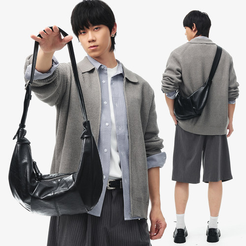 2026新款男士斜挎牛角包