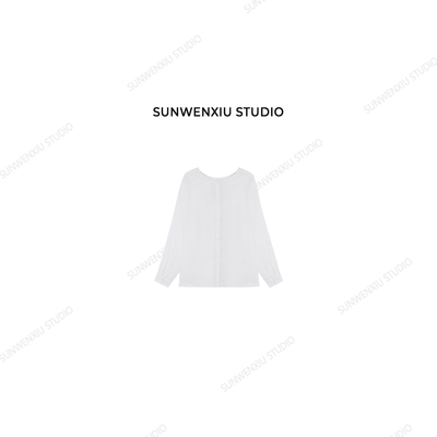 swx studio 沐夏 苎麻天丝慵懒淡人感两面穿长袖防晒衬衫465A