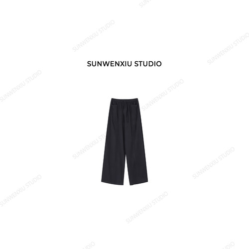 swx studio 摆烂裤 莱赛尔亚麻混纺慵懒百搭口袋松紧腰休闲裤479A