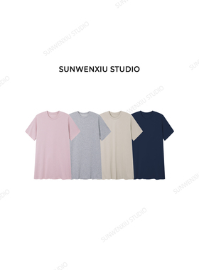 孙文秀studio 爱穿T裙2.0 松弛感自然卷边大版宽松休闲连衣裙519A
