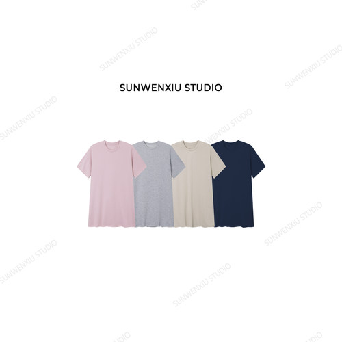 孙文秀studio 爱穿T裙2.0 松弛感自然卷边大版宽松休闲连衣裙519A