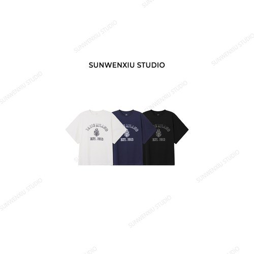 swx studio 巴黎1913 夏季宽松大版型高克重休闲印花T恤510A