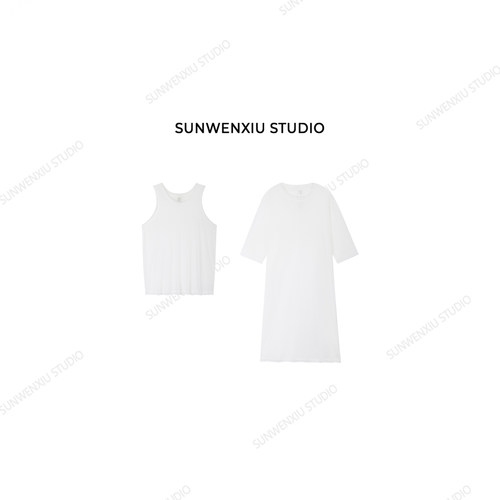 swx studio 松弛row系 斜纹高捻棉极简纯净白高级感两件套装339C