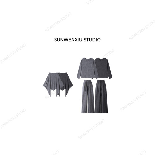 swx studio 麻感棉套装 巨显瘦夏日清凉防晒花纱棉披肩三件套331A
